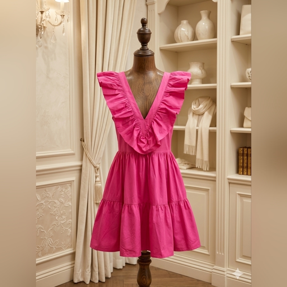 Twenty Ten Pink Flutter Sleeve Tiered Mini Dress | Open Back